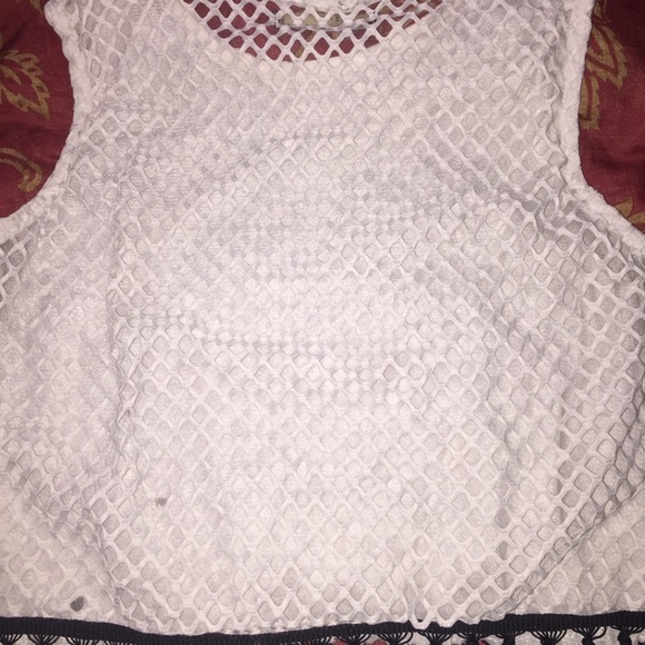 Zara Beaded Mesh and Lace Tank with black fringing - Picture 6 of 10